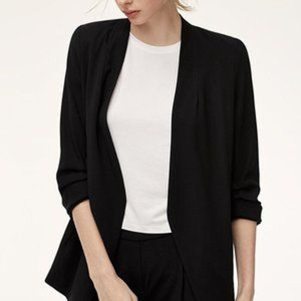 Babaton Power Hip Blazer‎ Open Front Jacket Black 6
